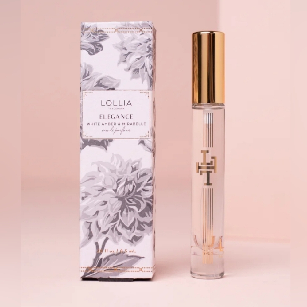 New - Lollia Trademark ELEGANCE White Amber & Mirabelle Eau de Parfum .28oz